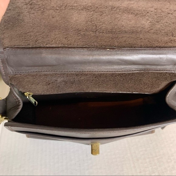 Vintage Leather Brown Crossbody Satchel - Picture 4 of 11